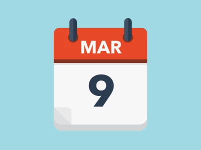 Calendar icon showing 9th March