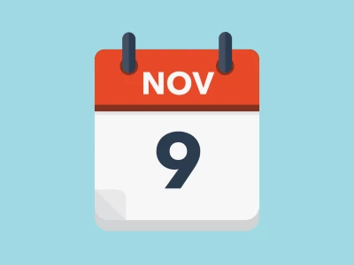 Calendar icon showing 9th November