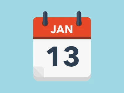 Calendar icon showing 13th January