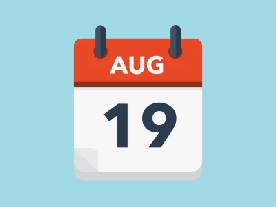 Calendar icon showing 19th August