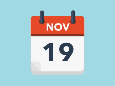 Calendar icon showing 19th November