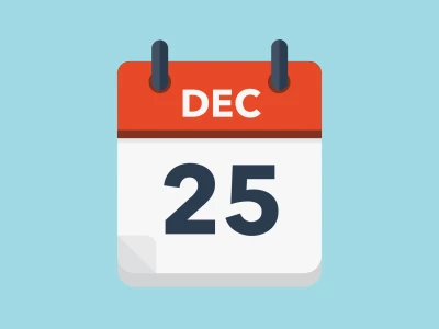 Calendar icon showing 25th December